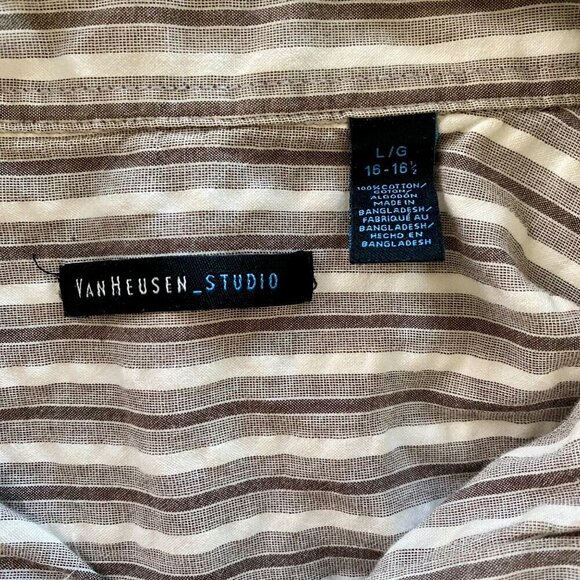 Van Heusen Short Sleeve Button Down Lightweight Cotton Men's Large - Picture 8 of 8